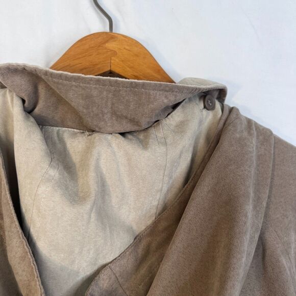 London Fog Hooded Lightweight Suede-Like Zip Up Neutral Jacket Lined Size XL - Picture 4 of 14